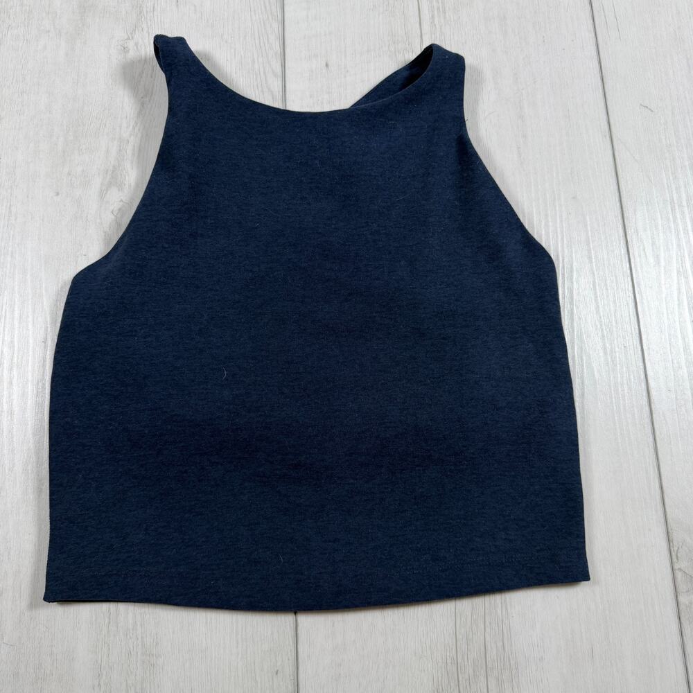 Beyond Yoga Women Small Spacedye Focus Cropped Tank Racerback Navy Blue Pilates